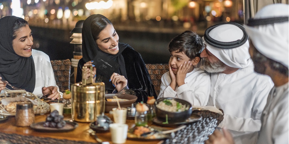 Emirati family enjoying food at Chokhi Dhani