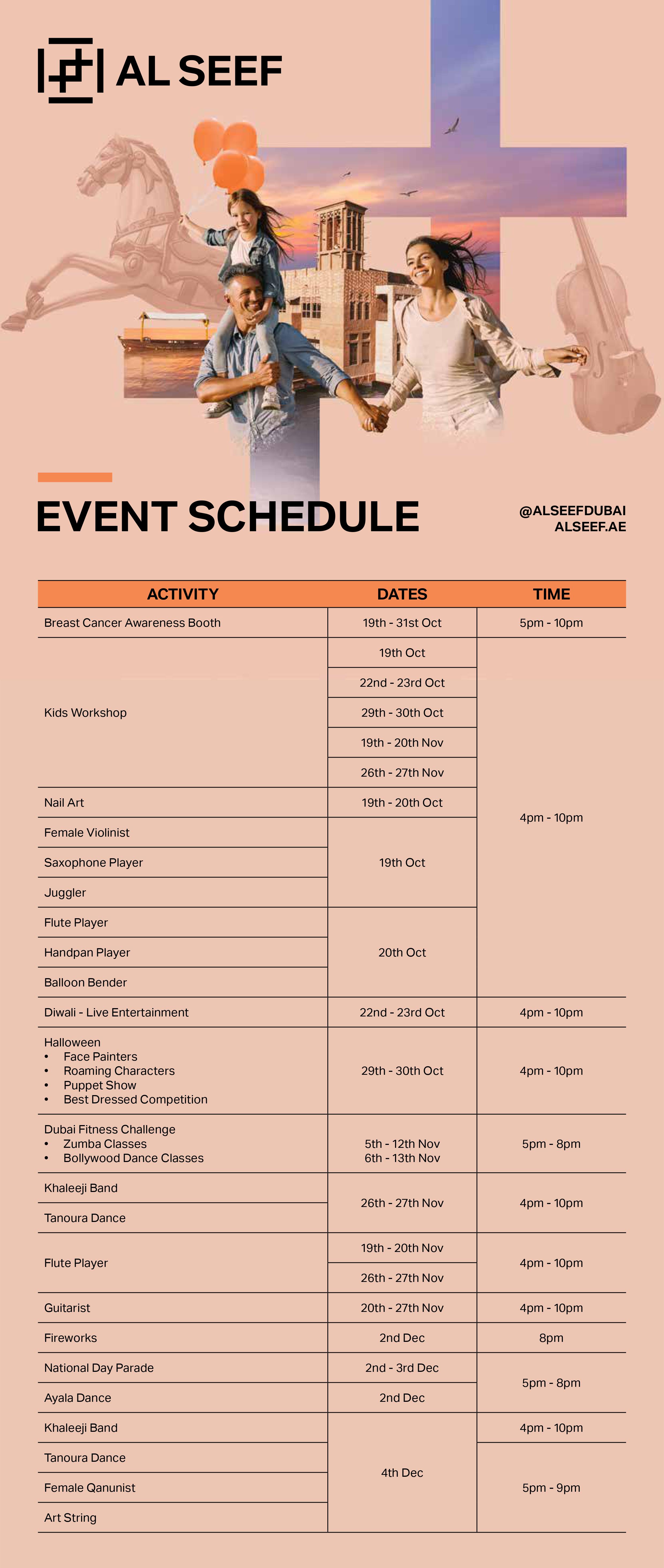 Banner of cultural activities event schedule 